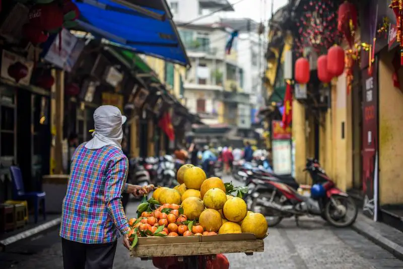 Hanoi Vietnam street food shopping