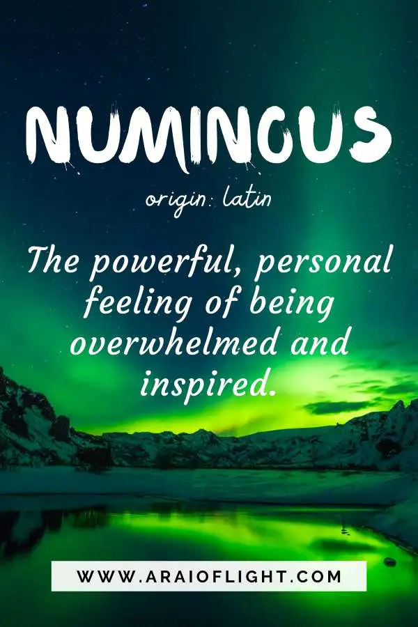 Beautiful Travel word Numinous Latin language